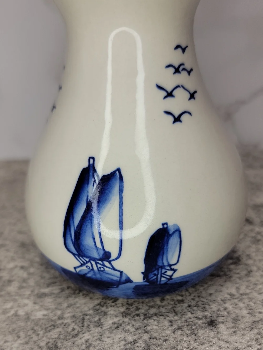 Vintage Delft Style Blue and White Windmill Vase